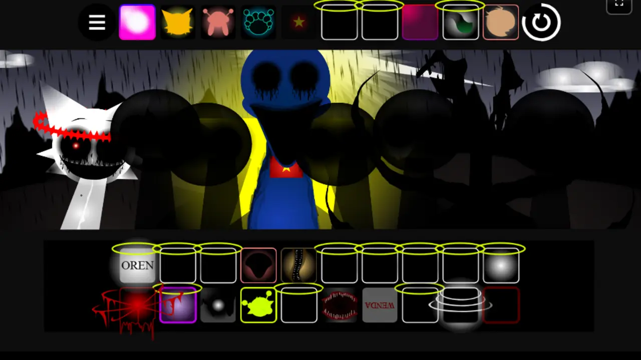 various characters on stage during gameplay